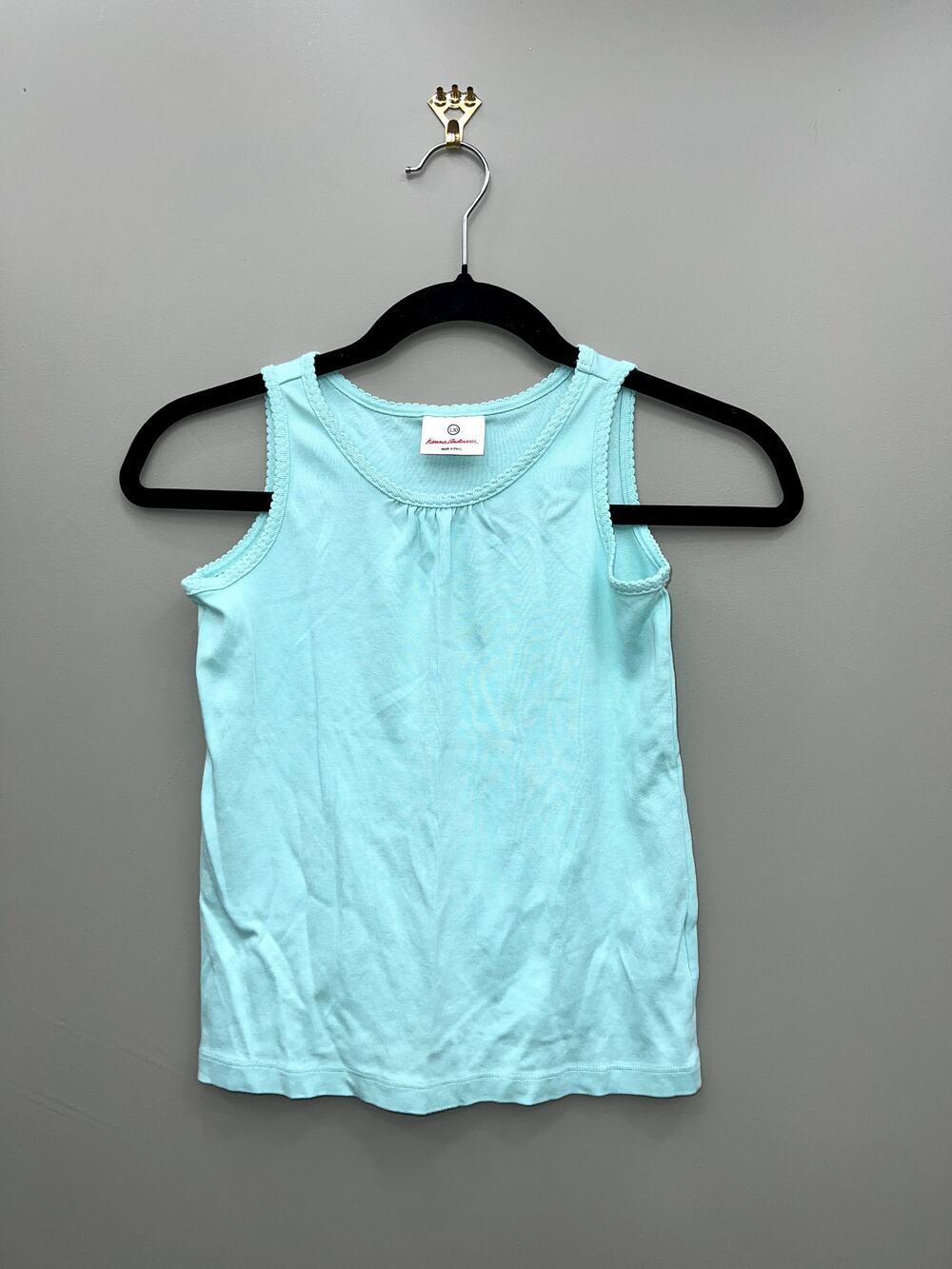 Hanna Andersson Aqua Blue Pima Cotton Tank Top Girls Size 130 8 Sleeveless